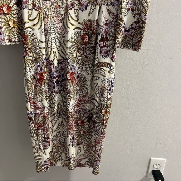 Roberto Cavalli Just Cavalli Printed Long Sleeve Mesh Dress Shoulder Slits US 2 - Picture 6 of 16